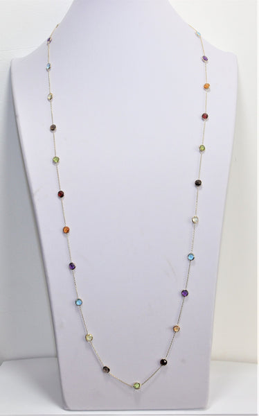 *SALE* 14 karaat geel gouden ketting - Div edelstenen - 90 Cm lang