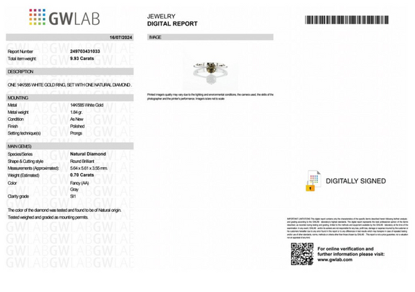 Natuurlijke diamanten ring - Maat: 17 mm