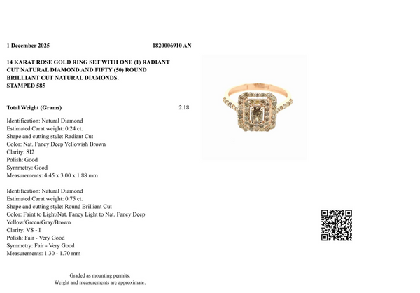 Natuurlijke diamanten ring - Maat: 17.5 mm