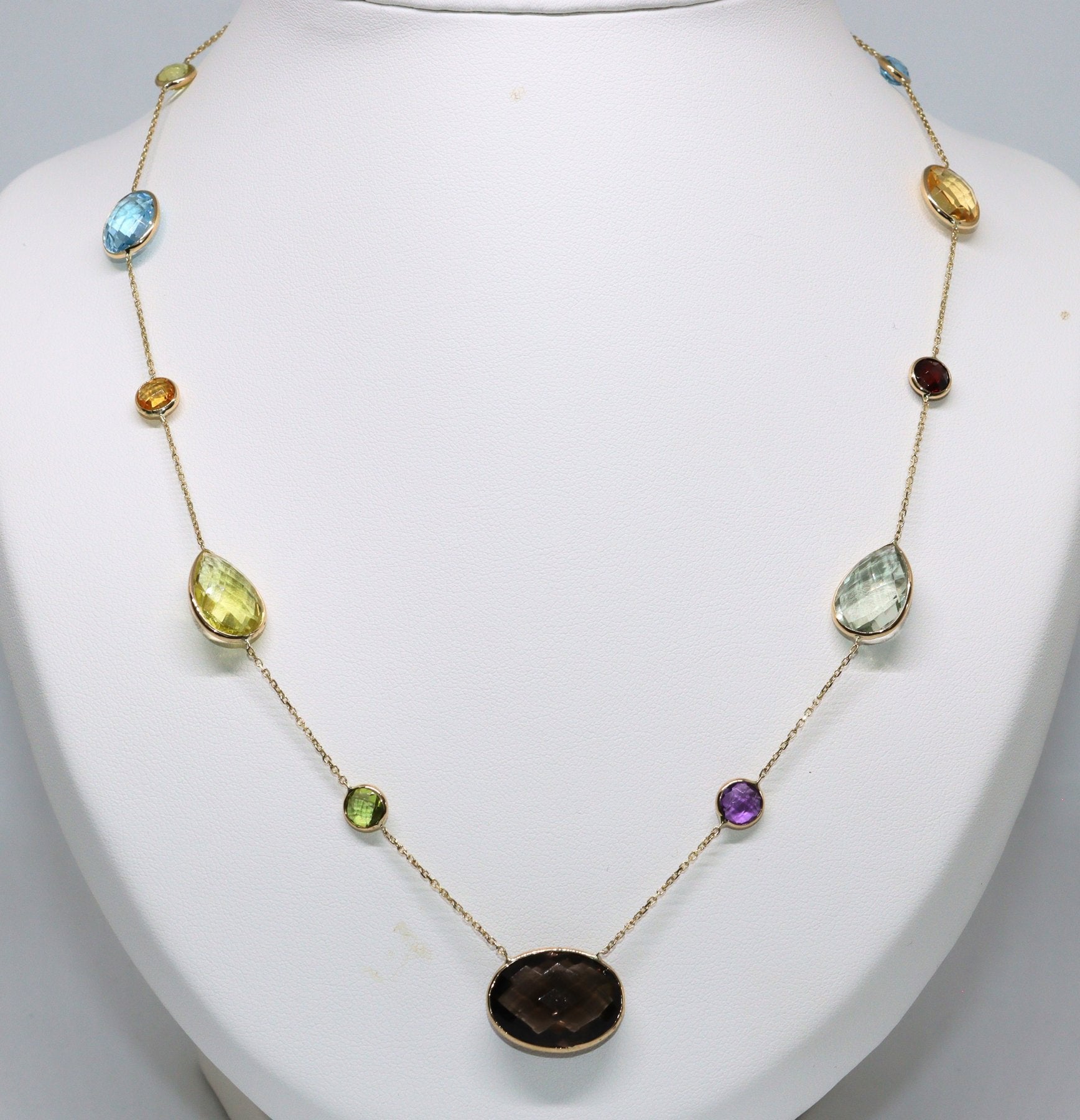 *SALE* 14 karaat gouden ketting - Multi 44.00 Ct edelstenen 50 Cm