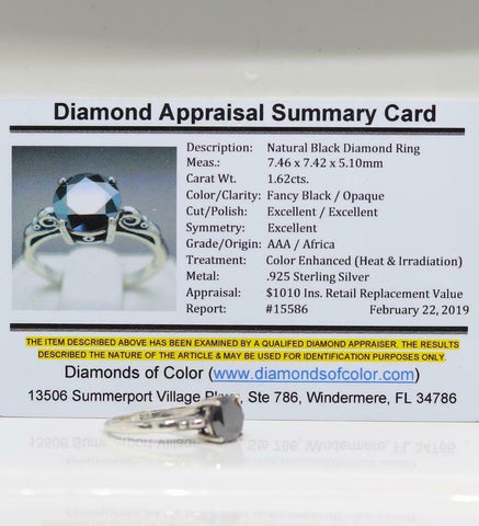*SALE* Zwarte diamant / 1.62 karaat / Zilver / Certificaat / Nieuw