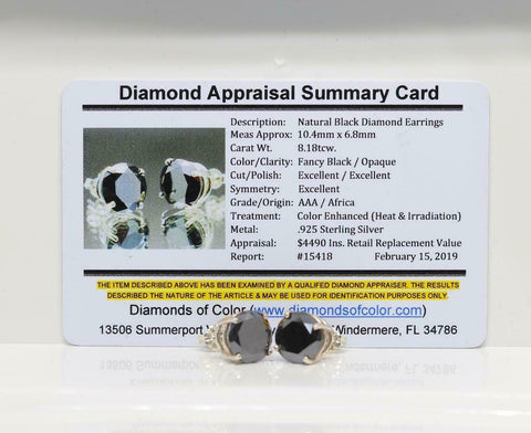 *SALE* Zwarte Diamant - 8,18 Karaat - zilver - certificaat - nieuw
